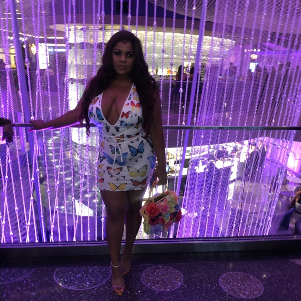 Butterfly wrap mini dress
